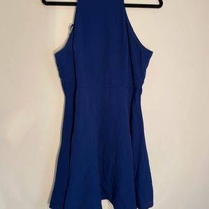 Navy High Neck Fit and Flare Dress